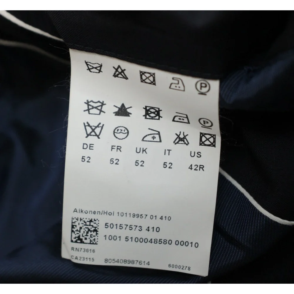 Hugo Boss Blazer‎ Mens 42R Navy Blue 100% Wool 2 Buttons Lined Notch Label